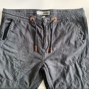 •PROJEK• Men’s Navy (Denim Coloured) Linen Shorts Size XL